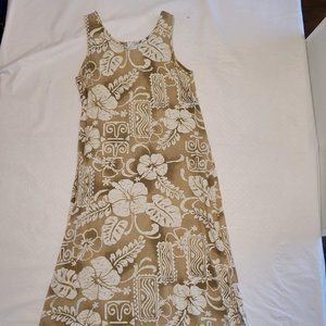 Vintage Ho Aloha Hawaii Floral Sleeveless Maxi Rayon Dress Womens Small Tropical